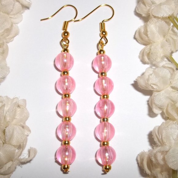 Dangle Drop Earrings For Women Party Fashion Jewelry Women's AB Pink Gold C310 - Picture 1 of 9